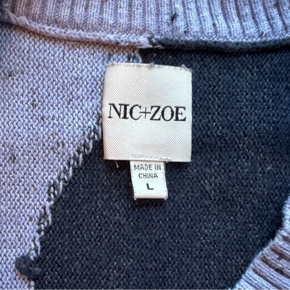 NIC+ZOE Abstract Intarsia Knit Sweater - Size L - Picture 8 of 16